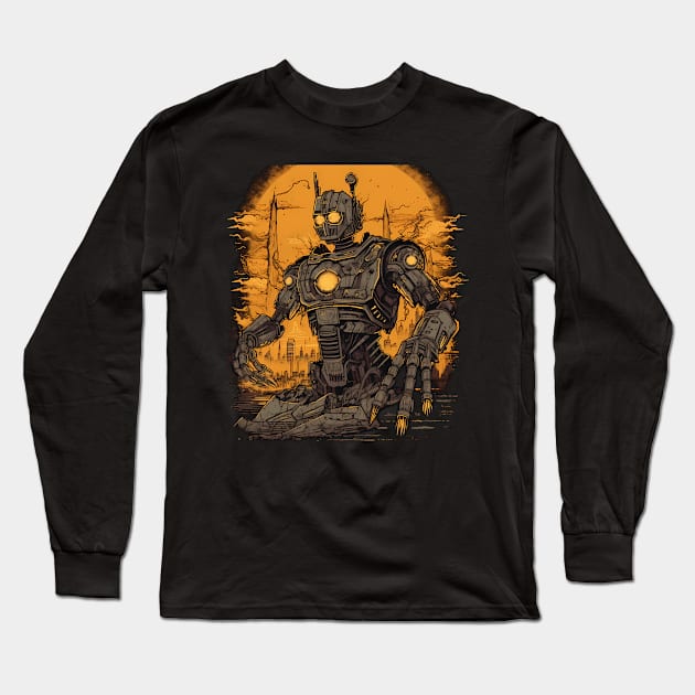 Artificial Intelligence AI Singularity Cyborg Robot Long Sleeve T-Shirt by MLArtifex